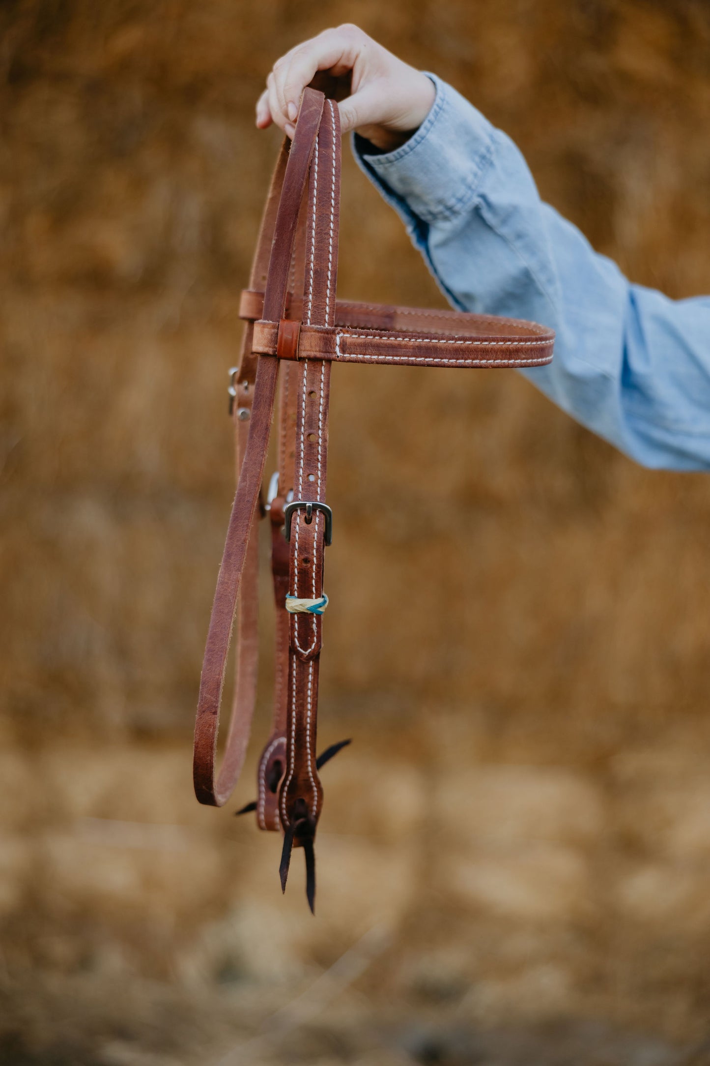 Rawhide Browband Headstall, detail 1
