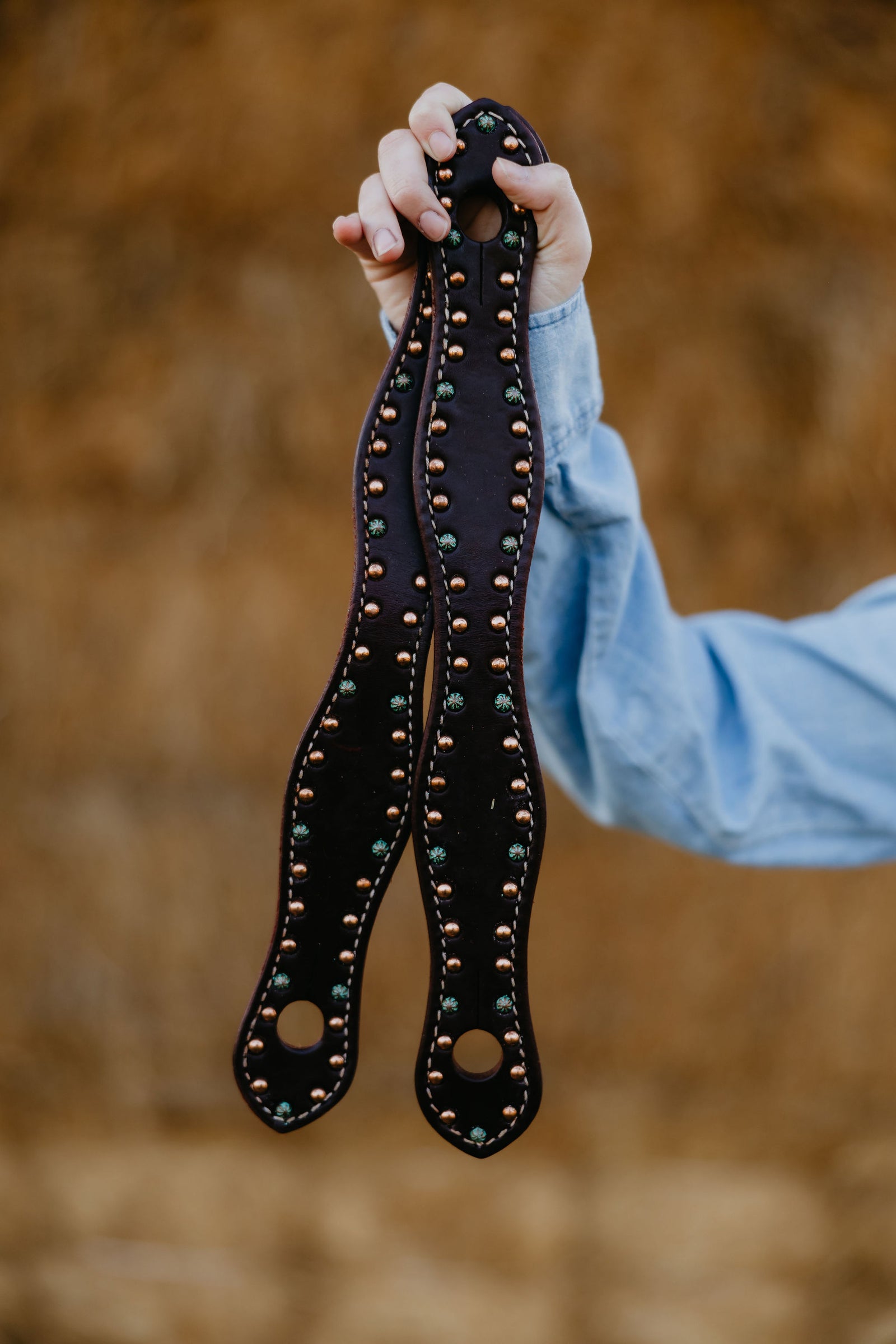 Turquoise and Copper Dotted Slobber Straps