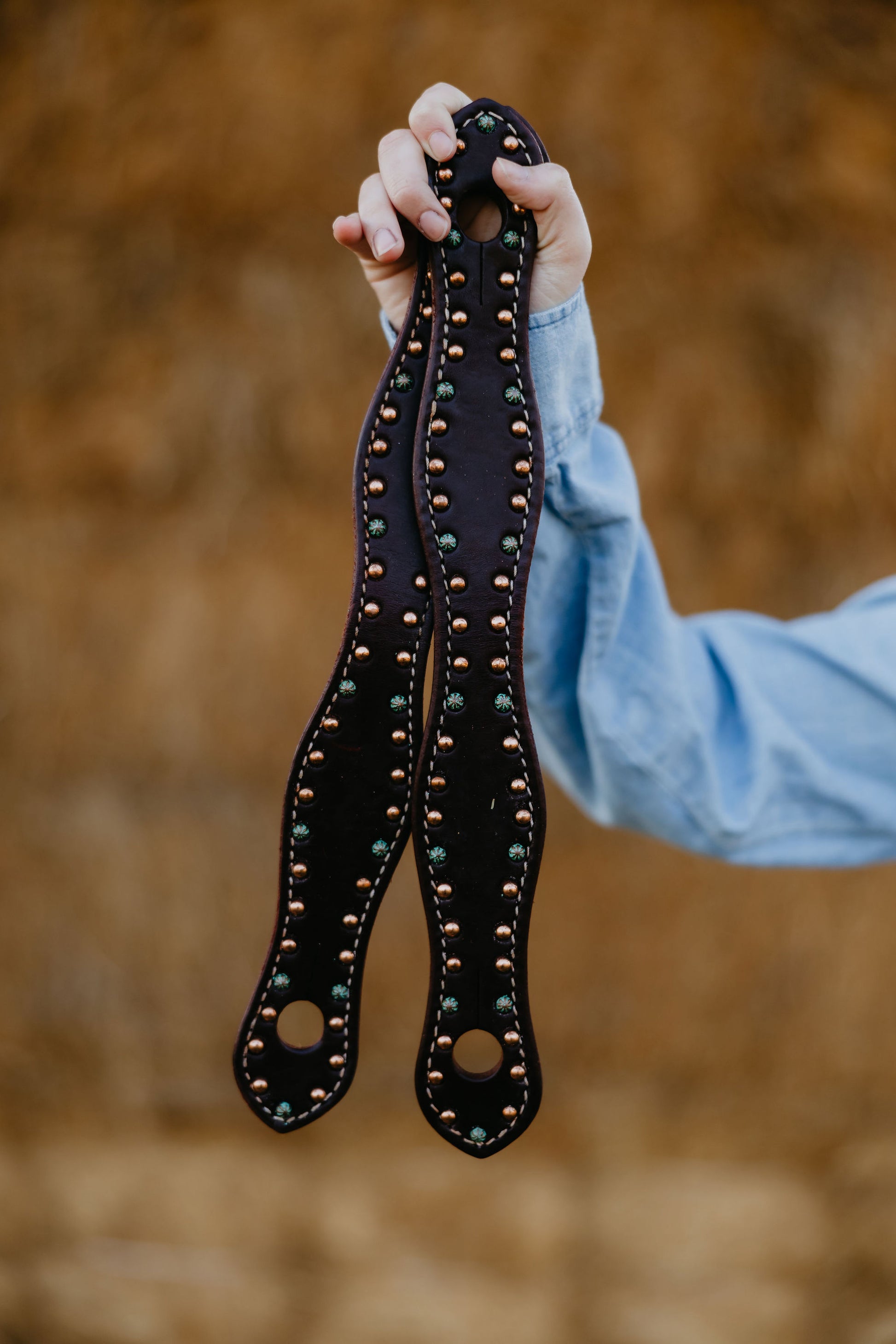 Turquoise and Copper Dotted Slobber Straps