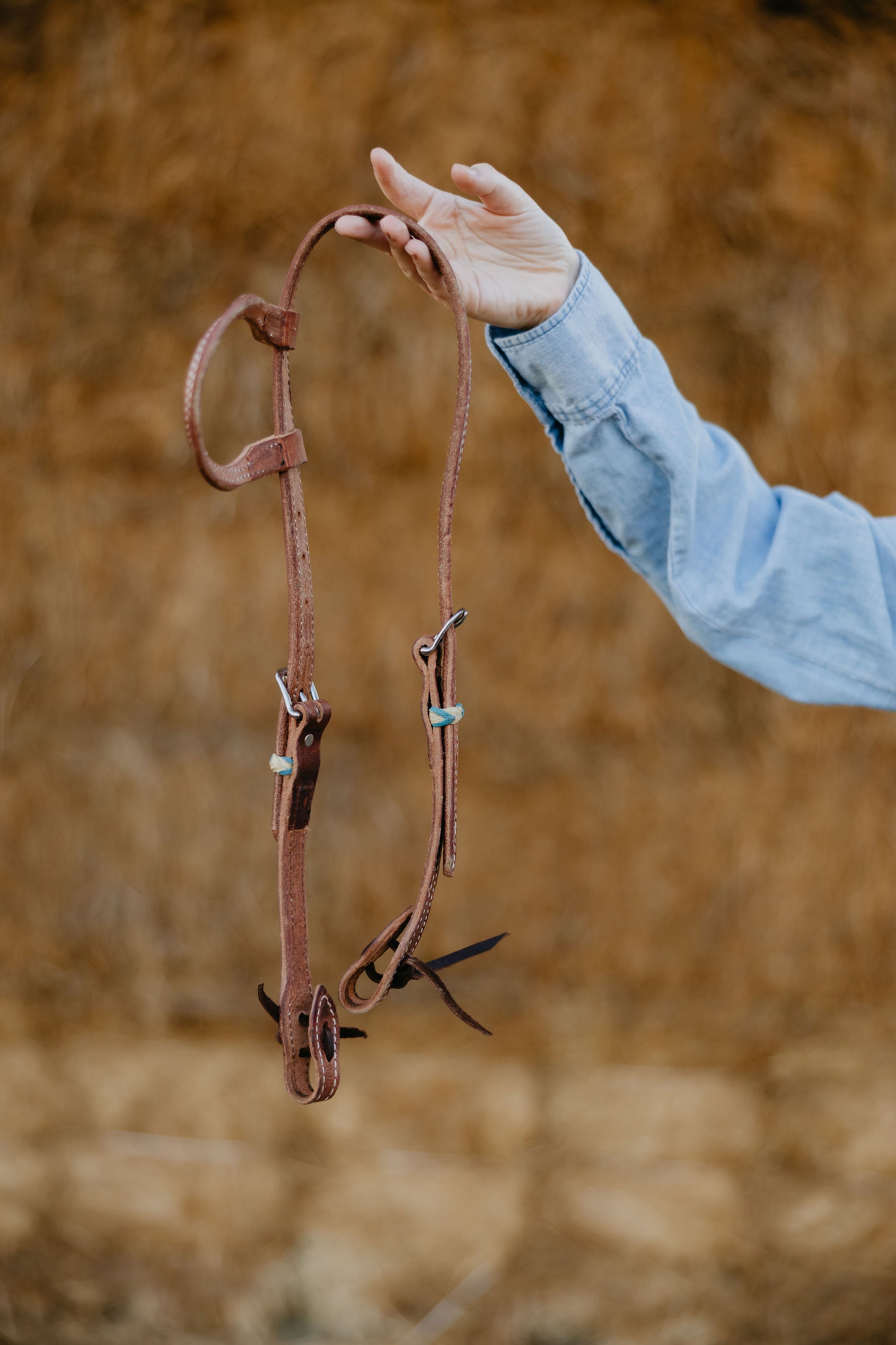 Rawhide One-Ear Headstall, detail 1