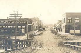 Main street in Wibaux, Montana, early 1900s